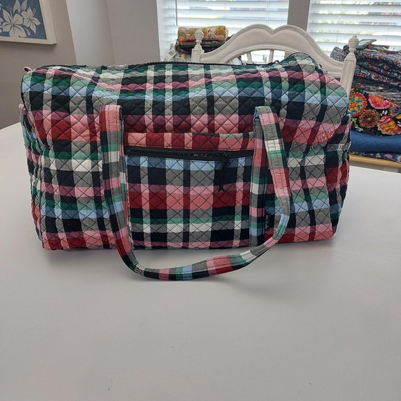 Vera Bradley Ribbons Plaid Large Duffel - Picture 1 of 5